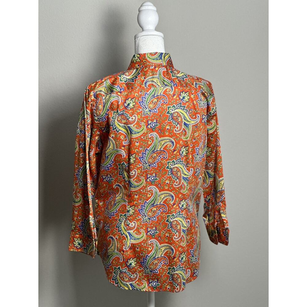 Lauren Ralph Lauren Women's Paisley Orange Paisley Long sleeve Blouse - Picture 4 of 16